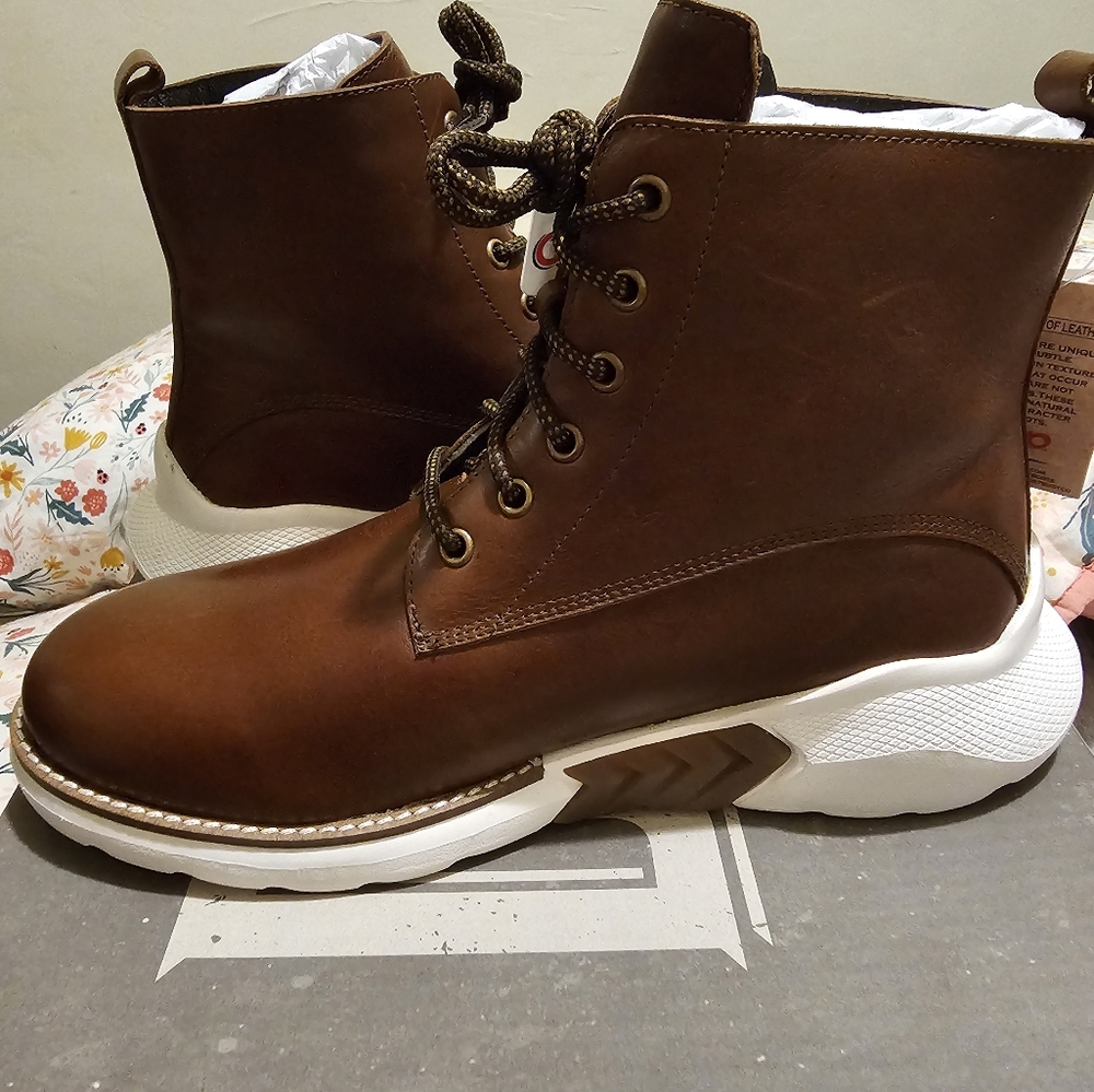 NEW Mens Brown Leather Boots - Picture 10 of 14